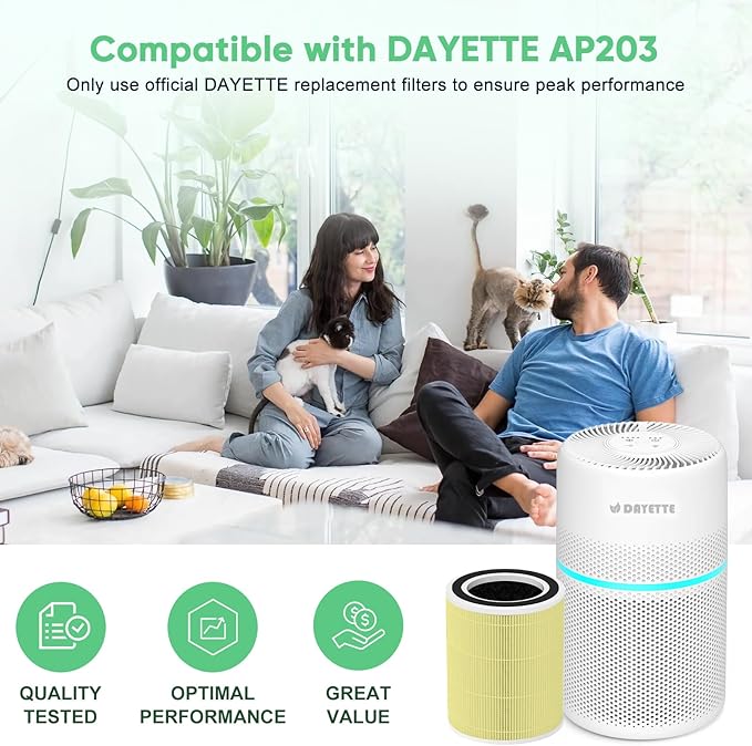 DAYETTE AP203 Replacement H13 HEPA Air Filter Air Purifier AP203, Pet Dander Filter