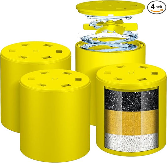4 Pack Universal Shower Filter Cartridge- 99% Removes Chlorine, Fluoride, Heavy Metals,Hard Water Impurities - Healthier Skin & Softer Hair,Compatible with Universal Shower Filter