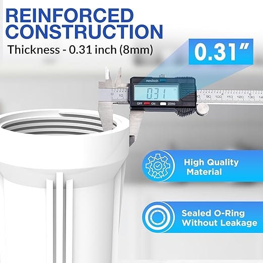 SimPure Whole House Water Filter Housing, Inline Water Filter for Home, Universal 10 inch Sediment Filter with 3/4 NPT Inlet and Outlet, Heavy Duty Steel Bracket, 4 Screws, Wrench (Pack of 2)