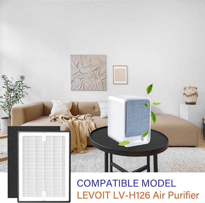 4 Set LV-H126 Replacement Filter for LEVOIT LV-H126 Air Purifier, 3-Stage Filtration System, 4 Pack H13 True HEPA with High-Efficiency Activated Carbon, 12 Extra Pre-Filters, LV-H126-RF, Black