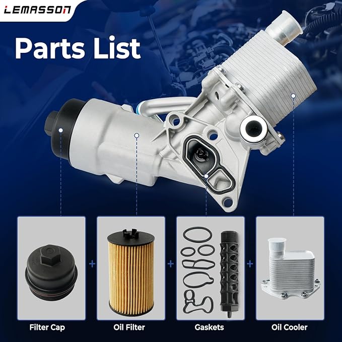 Engine Oil Cooler Filter Housing Assembly Adapter with Insert, Gasket, Cap Compatible with 2011-2021 Chevy Cruze Sonic Trax, Buick Encore 1.4L Turbo Replace 918-428 55566784 55565388 88179-91400