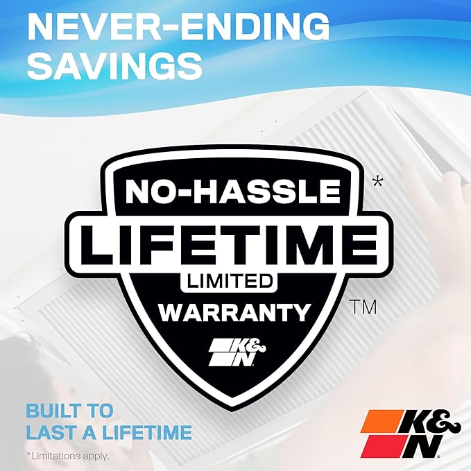 K&N 24x24x1 HVAC Furnace Air Filter, Lasts a Lifetime, Washable, Merv 11, the Last HVAC Filter You Will Ever Buy, Breathe Safely at Home or in the Office, HVC-12424