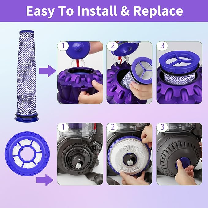 Filter Kit Compatible with Dyson DC41 UP13 DC65 DC66 UP20 Ball Animal 3 Ball Animal 2 Vacuums, Replacement Parts Feature 2 Post-Motor &2 Pre-Motor Filters, Replaces Part 920769-01,920769-03& 920640-01