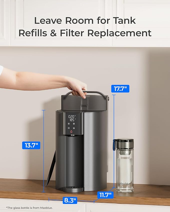 Waterdrop C1H Countertop Reverse Osmosis System, NSF/ANSI 58 & 372 Certified, 6 Stage Instant Hot RO Water Filter, No Installation Required, 3:1 Pure to Drain, Glass Bottle Included