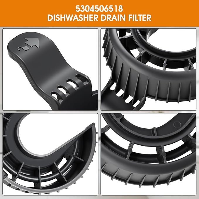 5304506518 Dishwasher Drain Filter Replacement for Frigidaire Dishwashers 154252701, 154252702, 4456335, AP6036337, AP2109132, PS11770485 frigidaire dishwasher parts