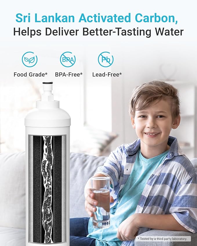 AQUACREST GXRTQR Inline Water Filter, NSF Certified, Compatible with GE GXRTQR, GXRTQ System, Reduces Chlorine, Fluoride, Limescale and More, For Refrigerator, IceMaker, RVs (3 Filters)