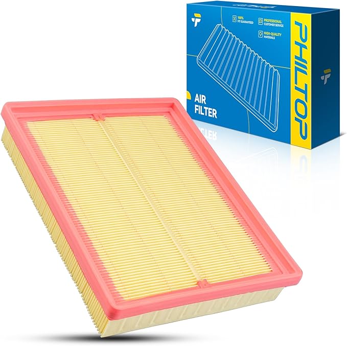 PHILTOP Engine Air Filter, Compatible with CA10191 Kia Optima 2006, 2007, 2008, 2009, 2010, Kia Rondo 2007, 2008, 2009, 2010, Flexible Panel Filter for Improved Engine Airflow