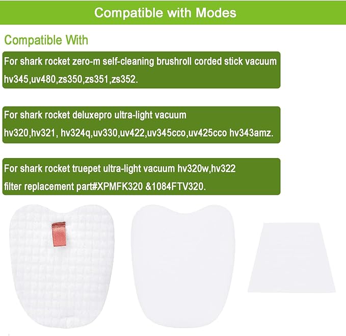 Replacement Filters for Shark Rocket Vacuum HV345 HV343AMZ HV371 ZS350 ZS351 ZS352 HV320 HV321 HV322, Foam&Felt Filters & Post-Filters, Part # XPMFK320&1084FTV320(4-pack)