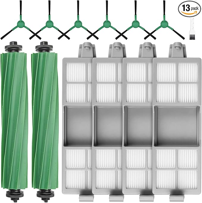 13 Pcs Replacement Parts Compatible with iRobot Roomba 205 DustCompactor Vac Robot Vacuum, Accessories Kit include 2 Main Brushes, 4 Filters, 6 Side Brushes, 1 Cleaning Tool