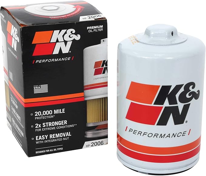 K&N Premium Oil Filter: 20,000 Mile Engine Protection with Wrench Off Nut: Compatible with Select CHEVROLET/GMC/BUICK/CADILLAC Vehicle Models (See Product Description for Select Models), HP-2006