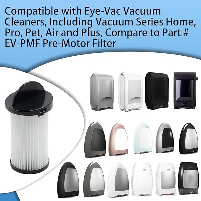 2 Pack HEPA Replacement Vacuum Pre-Motor Filter Compatible with Eye-Vac Series Home, Pro, Pet, Air and Plus, Also Compatible with NeoVac Elite- Touchless Stationary Vacuum, Compare to Part # EV-PMF