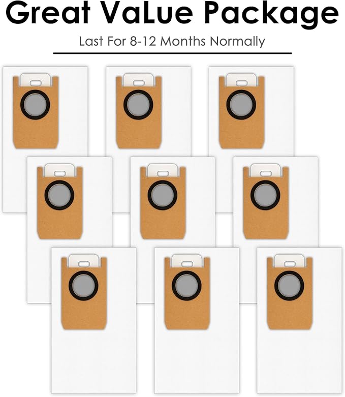 (9 Pack) Omni S1 Pro Replacement Dust Bags Compatible With Eufy Robot Vacuum Omni S1 Pro Self Empty Station, Disposable Dust Bags for Robot Vacuum
