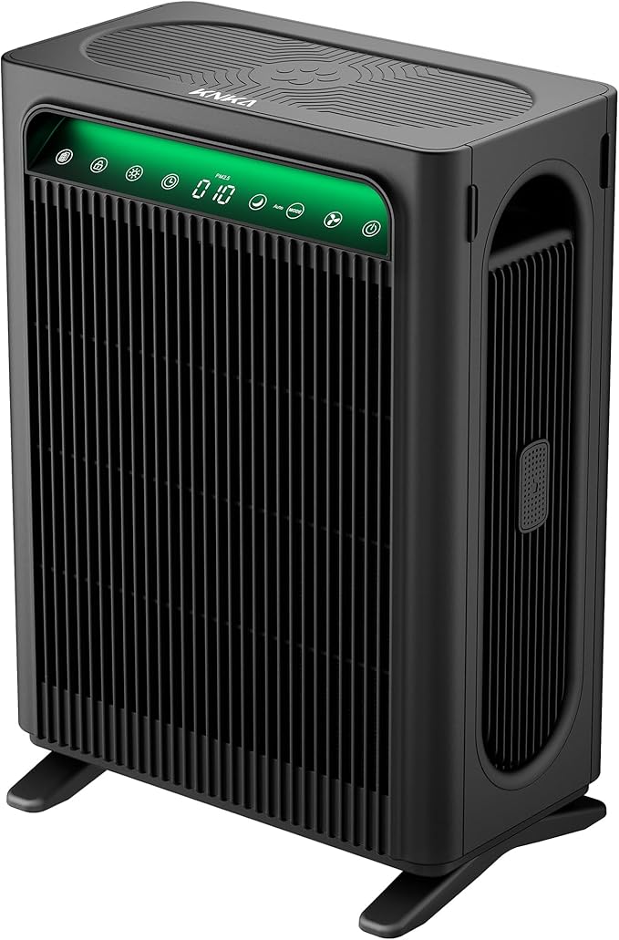 KNKA Air Purifier for Home Bedroom Large Room Up to 1,695 Ft² in 1 Hr, HEPA Air Cleaner with Washable Pre-Filter, AQI Display, ECO Mode, Sleep Mode, Pet Mode for Pets, Dust, Pollen, APH4000, Black