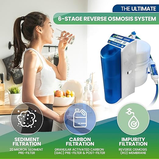 6-Stage Reverse Osmosis Drinking Water System – Under Sink Filter for Ultra-Pure, Great-Tasting Water – Removes 99% of Contaminants – Easy DIY Install