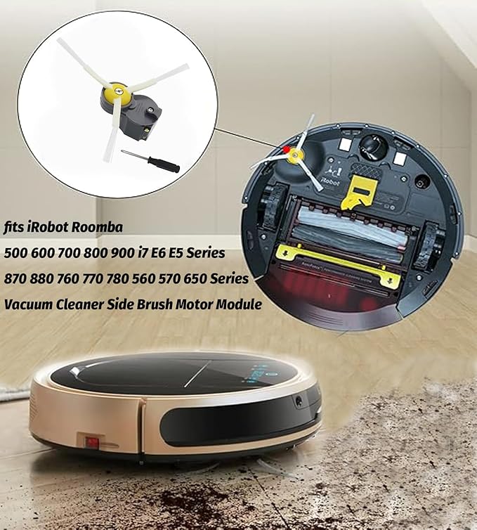 Side Brush Motor Module for iRobot Roomba 500/600/700/800/900 i3 i7 e5 e6 e7 530 560 570 620 650 694 780 900 860 870 880 890 960 980 Series, Vacuum Cleaner Edge Sweeping Brush Replacement Parts