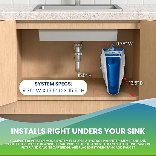 6-Stage Reverse Osmosis Drinking Water System – Under Sink Filter for Ultra-Pure, Great-Tasting Water – Removes 99% of Contaminants – Easy DIY Install
