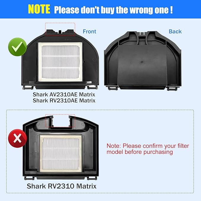 RV2310AE Replacement Parts for Shark AV2310AE/RV2320S/RV2300S/UR2360S Matrix Robot Vacuum 2 Roller Brushes, 6 Side Brushes, 2 HEPA Filters, 2 Foam & 2 Sponge Filters, 1 Main Brush Cover-15 Pack