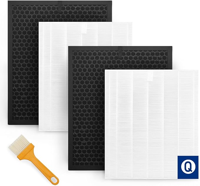 5510 5520 Air Filters Replacement Q 1712-0123-00 Compatible with Winix 5510 5520 Air Purifier, 2 Pack Pleated Filters +2 Pack Activated Carbon Filter + 1 Pack Cleaning Brush