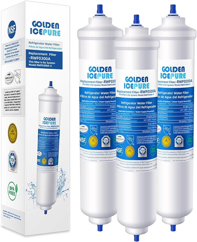 GOLDEN ICEPURE RWF0300A Inline Water Filter Replacement for GE® GXRTQR, Samsung HAFEX/EXP, DA29-10105J, Whirlpool WHKF-IMTO, Refrigerator Water Filter