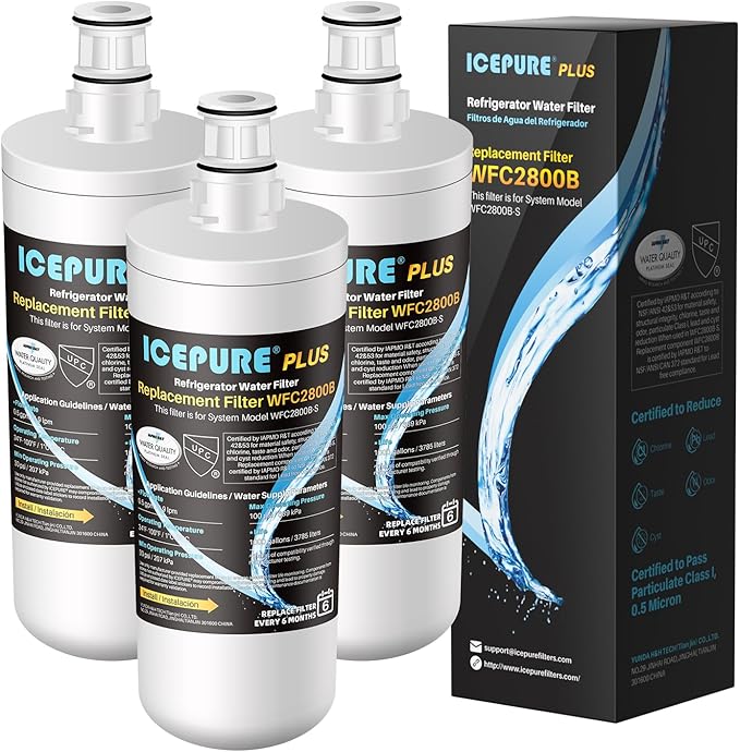 ICEPURE 3US-AF01 Under Sink Water Filter, Replacement for Standard 3US-AF01, 3US-AS01, Whirlpool WHCF-SRC, WHCF-SUFC, WHCF-SUF, 3 Pack