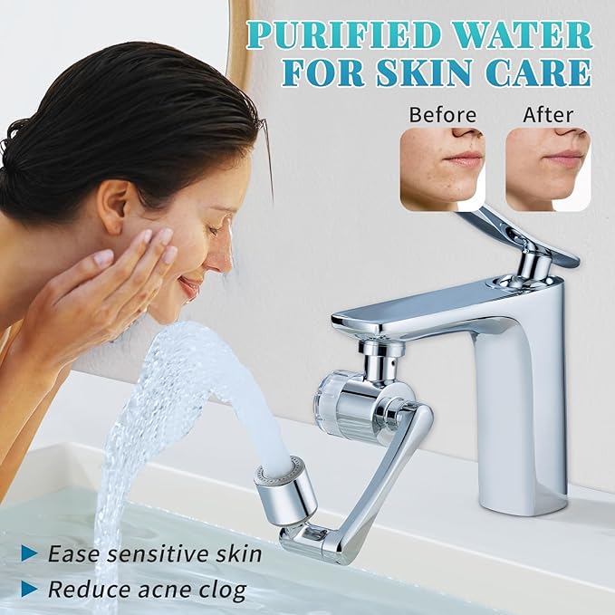 Sink Water-Filter 1080-Rotating Faucet Extender - Kitchen Bathroom Swivel Faucet Aerator, Water Filter with Active Carbon for Water Purifier System & Skin Care, Kitchen Faucet Filter Tap Attachment