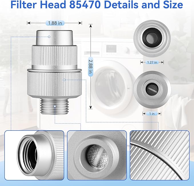 85470 Washing Machine Water Filter, Upgraded Inline 85470 Washing Machine Water Filter Compatible with Most Standard Washers, Leak-Free Aluminum Alloy Design