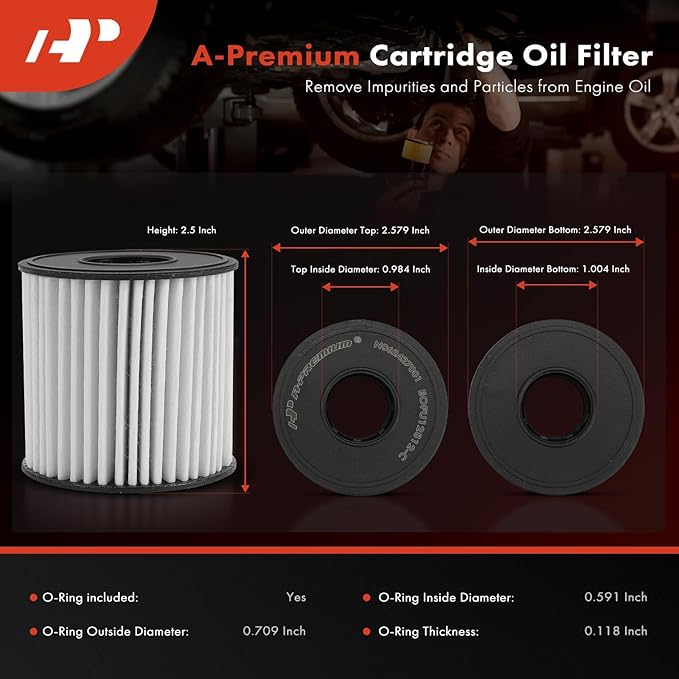A-Premium 20K Miles Upgrated Protection Oil Filter Compatible with Hyundai & Kia Models - Elantra 2021-2024, Sonata 2020-2024, Kona 2022-2024, K4 2025