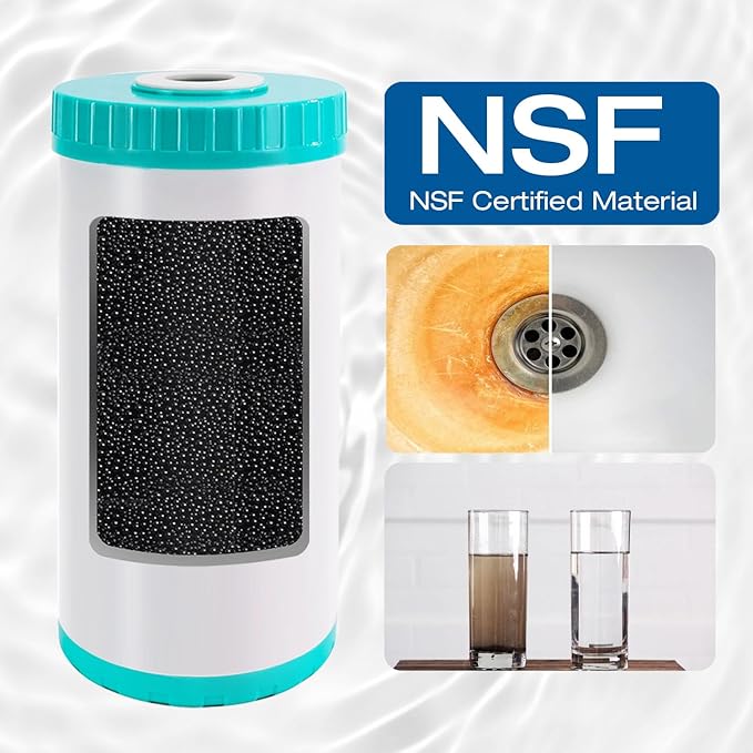 H&G Lifestyles Whole House Iron Filter for Well Water,GAC KDF Water Filer Cartridge,Reduce Iron Manganese Fluoride, Chlorine Odor Heavy Metal Lead, Replacement for Any 10" x 4.5" Water Filter System