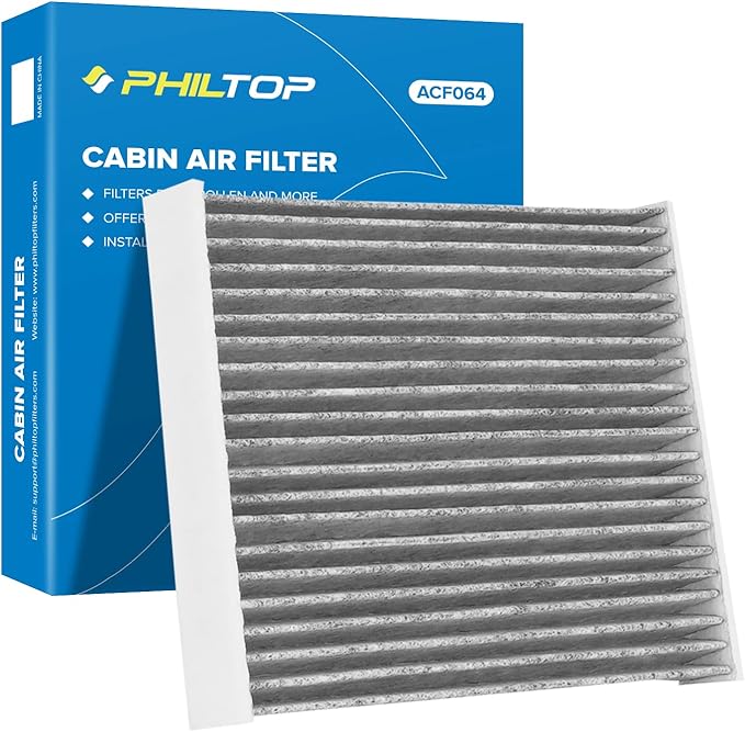 PHILTOP Cabin Air Filter w/Activated Carbon, Compatible with CF12002 Kia Soul 2014-2019, Soul EV 2015-2019, Carbon Filter Up Dust Pollen Odor