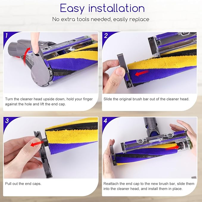 Soft Roller Brush Bar Compatible with Dyson V15 Detect Handheld Vacuum Cleaner, Parts No.971634-01, with 2 Pack V15 HEPA Filters