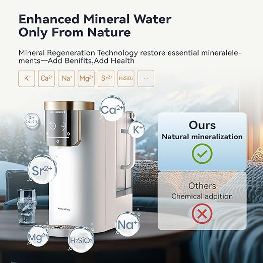 NatureFlow F40-AC（2nd Gen） Reverse Osmosis Water Filter Countertop with UV, Natural Remineralization,10-Stage RO Filtrations, 4:1 Pure to Drain, pH9 Alkaline Water Purifier,BPA Free,NSF/ANSI/UL/FDA
