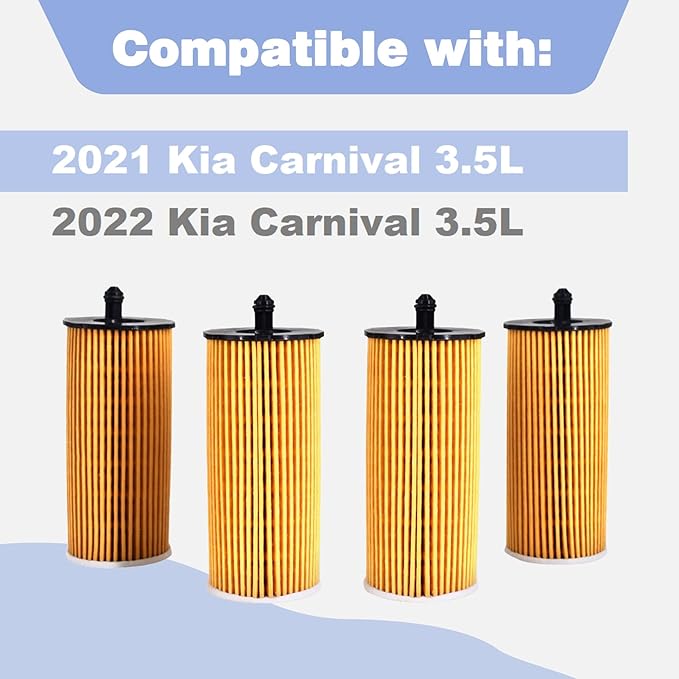 26320-3N000 4pcs Engine Oil Filter with O-rings and Drain Plug Gaskets Fits for 2021-2024 Kia Carnival 3.5L