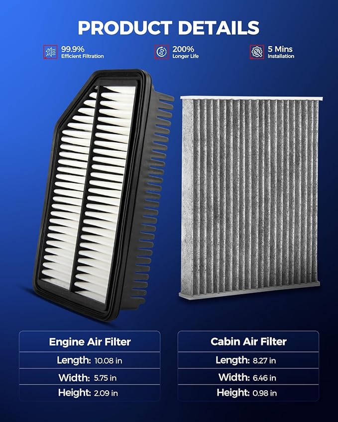 KAX Engine & Cabin Air Filter Kit, Replacement for Kia Soul 2014-2019, Replace# CA11206 CF12002