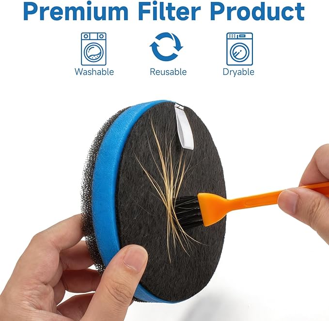 3-Pack Replacement Vacuum Filter Compatible with Bissell Cleanview Pet Vacuum 2258 2486 2252 2254 2256,Compatible with PowerGlide Pet Vacuum 22528 3334, Foam Filter Part No # 12141 & 1601972