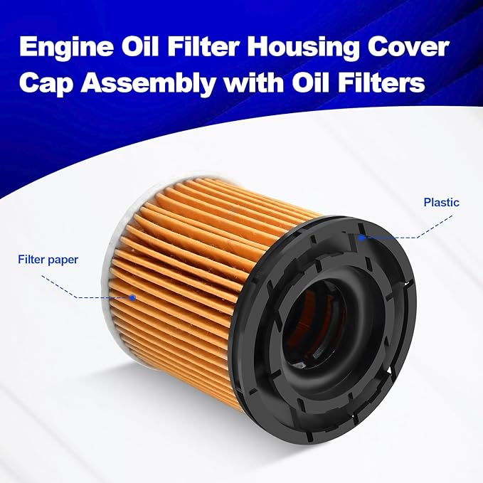 Engine Oil Filter Housing Cover Cap Assembly Kit Compatible with 2020-23 Sonata Venue Rio 2021-23 Elantra Santa Fe K5 Sorento 2022-23 Kona Tucson 2023 Sportag 2020-22 Accent Part Number 26315-2M000