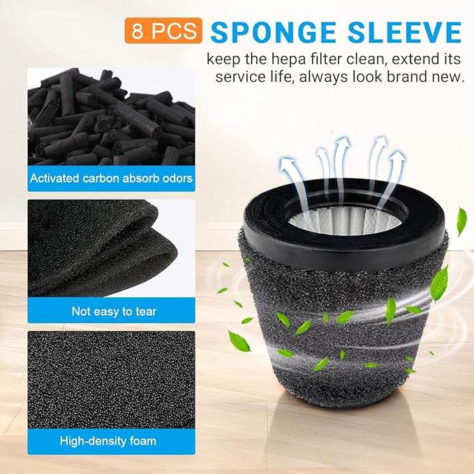 4 Pack F117 Filters Compatible with Dirt Devil Scorpion Handheld Vacuum Cleaner, Part # AD40117, with 8 Foam Sleeves & 1 Brush
