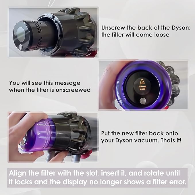 3 Pack V11 Vacuum Filters Replacement for Dyson V11 Cordless Vacuum, V11 Animal V11 Torque Drive V11 Complete V11 Extra V15 Detect V15s Detect Submarine Vacuums Replace Part # 970013-02 & 970013-03