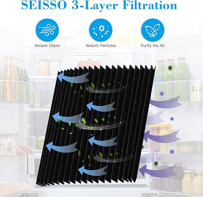 SEISSO Carbon Activated Refrigerator Air Filter Replacement Compatible with Frigidaire and Electrolux 242047801, 242047804, 242061001 (12)
