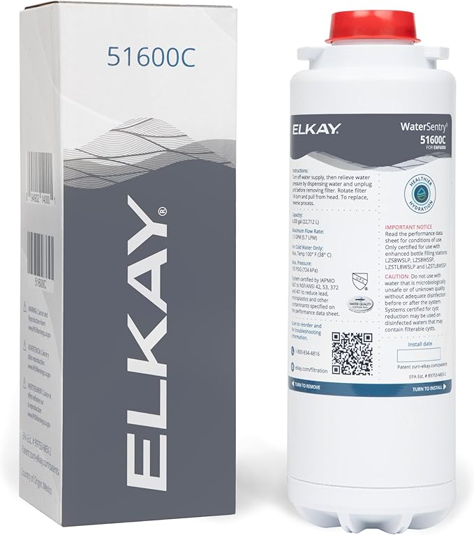Elkay Genuine WaterSentry 51600C Lead + Microplastics NSF/ANSI Certified High-Capacity Filter (Enhanced Bottle Fillers)