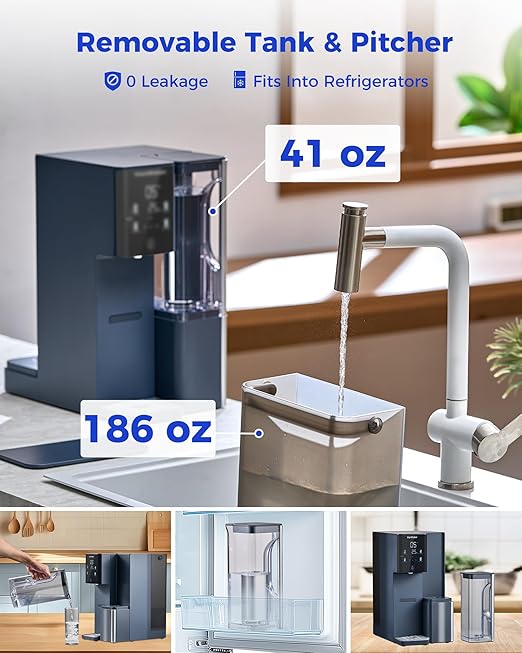 7-Stage Countertop Reverse Osmosis Water Filter System, 528G RO Water Filtration with 2 Portable Pitchers, NSF/ANSI 372,42,58 (CT910-2 Pitchers)