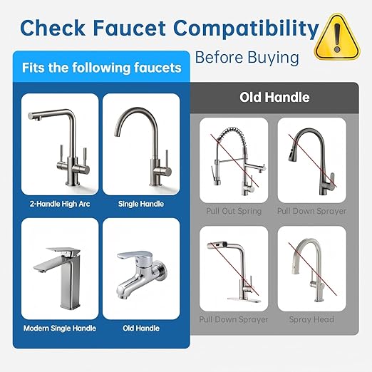 Faucet Filter, Sink Water Filter with Ceramic & Carbon Filters 200+ Gallons Remove Chlorine, Odors, Heavy Metals, Fits 15/16", 13/15", 3/4" Kitchen Faucets, 2 Filters,LJ02