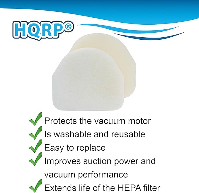 HQRP 2-pack Foam & Felt Filter Kit Compatible with Shark Navigator NV100, NV100 26, NV105, NV106, UV300, UV300 26 Upright Vacuum Cleaner, Replacement parts XFF450, XFL100