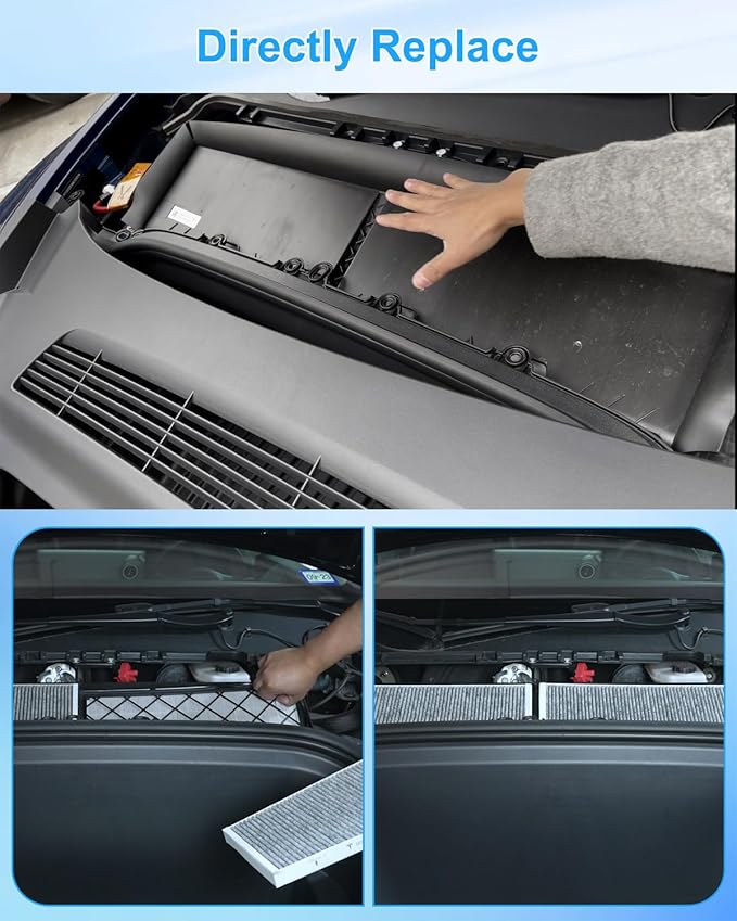 Cabin Air Filter Air Intake Filter Fit for Tesla Model Y 2020 2021 2022 2023 2024 Replace 1658375-00-A 1658376-00-A, Air Intake Set with Activated Carbon With Screwdriver and Pry Plate, 4 Pcs