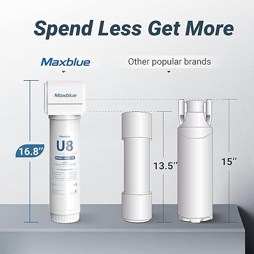 Maxblue U8-ST Under Sink Water Filter, 2 Years High Capacity, Reduces Lead, Chlorine, Heavy Metals, Bad Taste & Odor, Under Sink Water Filtration System, USA Tech