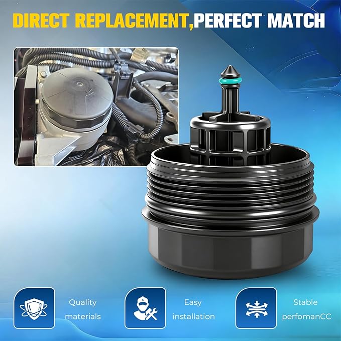Oil Filter Housing Cover Cap Assembly for BMW X5 X3 328i 335i 528i 128i X6 323i 525i 325xi 328xi 330xi 335xi 525xi 528xi 530xi 535xi 740Li 135i 530i 740i - Replaces 11427525334