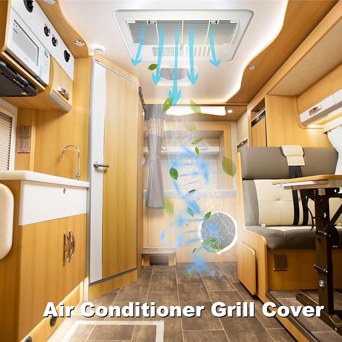 weideer 2PCS RV A/C Ducted Air Grille for Dometic, Duo-Therm RV Air Conditioner Grille, RV Air Conditioner Cover with RV AC Filter Replacement for Dometic 3104928.019 Polar White 14.1" x 7.7"