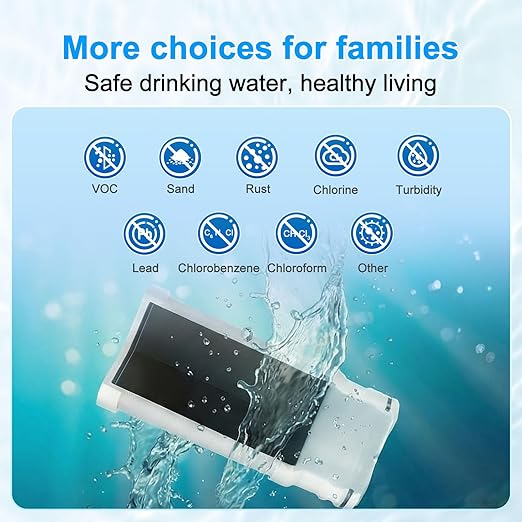 Vortopt Faucet Water Filter,360° Rotary Kitchen Faucet Filter with Carbon Block Filter, 350 Gallon NSF Certified Agua Purifier,can Reduce 99% Chlorine,Improve Taste, Drinking Water Filter,T10-Black.