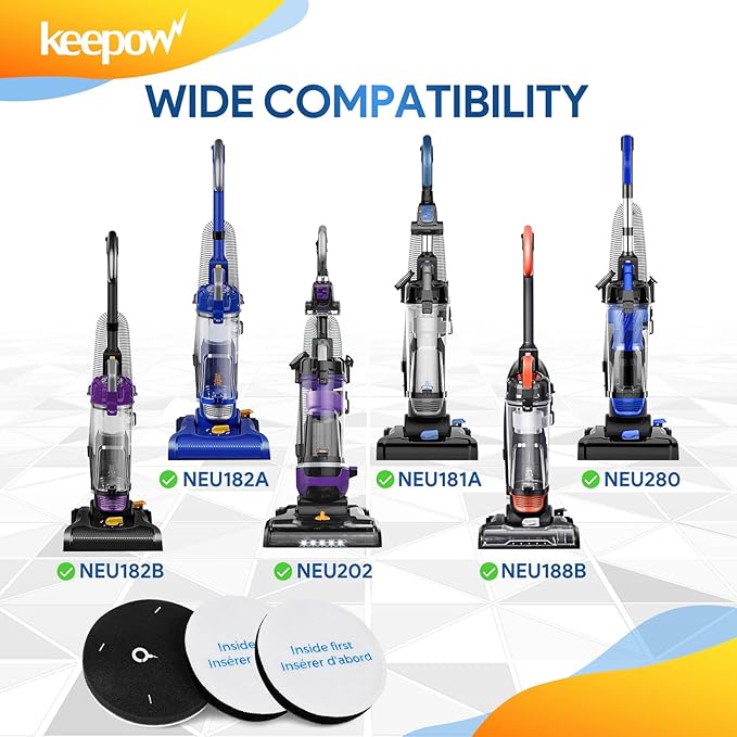 KEEPOW E0202 Foam Filter Replacement, Vacuum Filters Compatible With Eureka Powerspeed NEU180 NEU180C NEU182A NEU182B NEU12CT NEU186 NEU188 NEU188A NEU190 NEU192A, E10s, E20 Plus, 5 Pack
