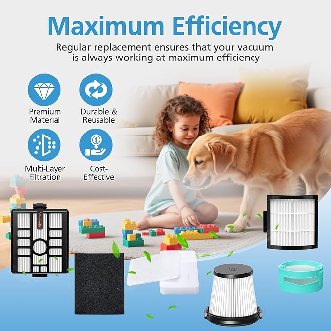 Vacuum Filters for Shark IW3511, IW3120, Filter Replacement for Shark Detect Clean and Detect Pro Series Vacuums IW3111, IW3615,W1111, Vacuum Replacement Accessories 11pcs