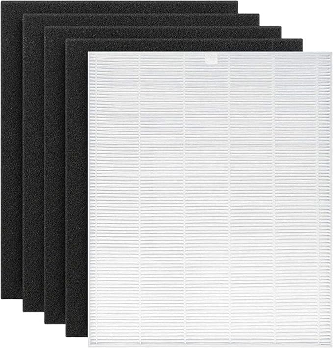 C545 True HEPA Replacement Filter Compatible with Winix C545, B151, P150, 9300 Air Purifier Replacement, Part 1712-0096-00 and 2522-0058-00, 1 HEPA Filter + 4 Activated Carbon Filters